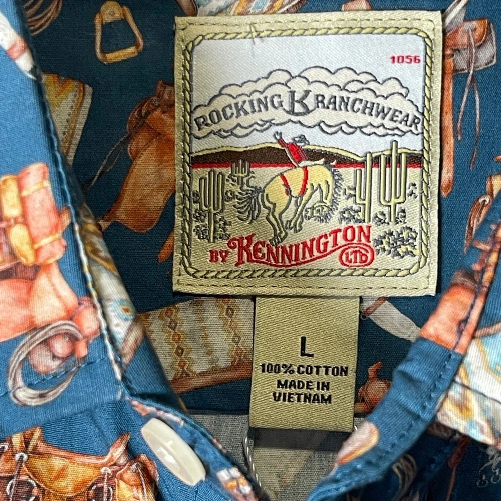 Rocking K  Ranchwear by‎ Kennington Men's Large Western Botton Up Blue